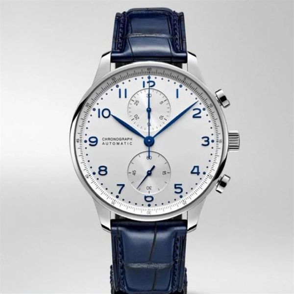 classic new quartz movement chronograph men watch satch sapphire watches silver blue leather sport limited white dial2218, Slivery;brown
classic new quartz movement chronograph men watch satch sapphire watches silver blue leather sport limited white dial2218, Slivery;brown