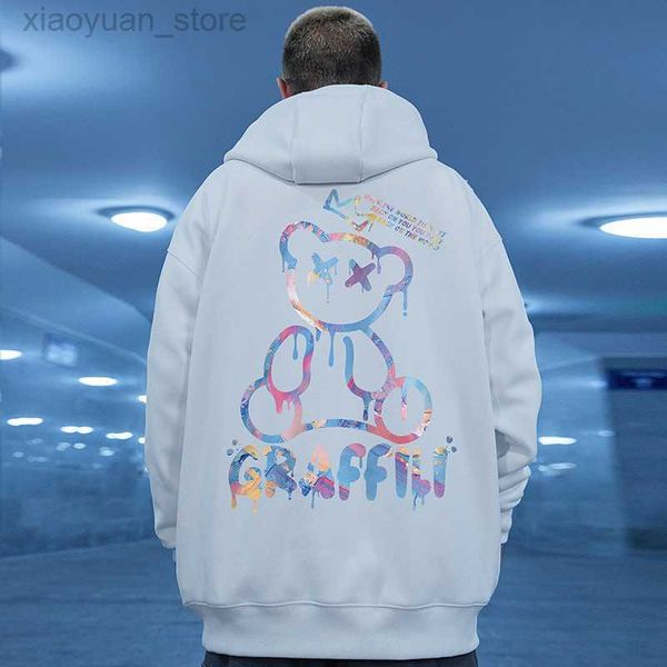 men's hoodies sweatshirts high street graffiti bear print men's fleece hoodie retro autumn casual pullover hooded sweatshirts hip, Black
men's hoodies sweatshirts high street graffiti bear print men's fleece hoodie retro autumn casual pullover hooded sweatshirts hip, Black