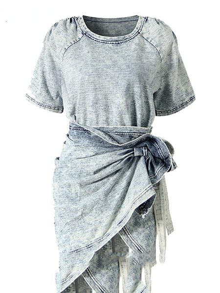dress summer 2022 fashion elegant women light blue denim two piece set oneck tshirt irregular drawstring bodycon skirt gf368, White
dress summer 2022 fashion elegant women light blue denim two piece set oneck tshirt irregular drawstring bodycon skirt gf368, White