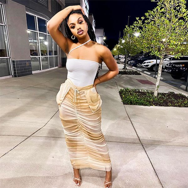 skirts pockets ruched sheer mesh maxi skirt women summer drawstring high waist stacked casual long party clubwear 230420, Black
skirts pockets ruched sheer mesh maxi skirt women summer drawstring high waist stacked casual long party clubwear 230420, Black