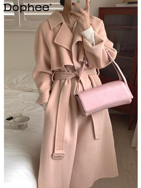 fur korean autumn winter french elegant large lapel belt waist slimming overknee long woolen coat female cashmere trench coat women, Black
fur korean autumn winter french elegant large lapel belt waist slimming overknee long woolen coat female cashmere trench coat women, Black
