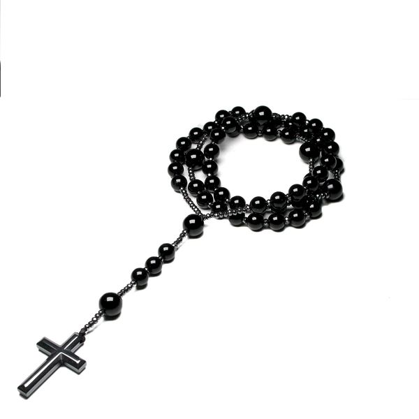 chokers natural black onyx beads catholic christ rosary necklaces hematite cross pendant men necklace meditation mala jewelry 230419, Golden;silver
chokers natural black onyx beads catholic christ rosary necklaces hematite cross pendant men necklace meditation mala jewelry 230419, Golden;silver
