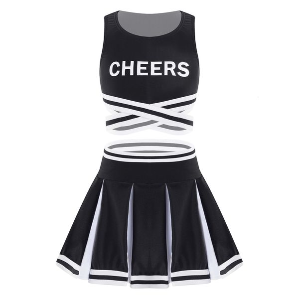 cheerleading 2pcs kids girls cheerleader uniform cheerleading dance outfit sleeveless cheers print crisscross sash vest and pleated skirt se
cheerleading 2pcs kids girls cheerleader uniform cheerleading dance outfit sleeveless cheers print crisscross sash vest and pleated skirt se