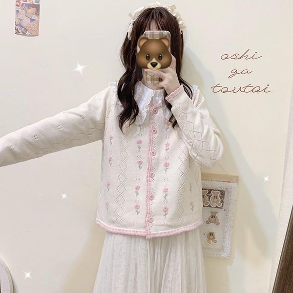 sweaters autumn new singlebreasted sweater preppy style flower jacquard sweater women's jacket longsleeved top, White;black
sweaters autumn new singlebreasted sweater preppy style flower jacquard sweater women's jacket longsleeved top, White;black