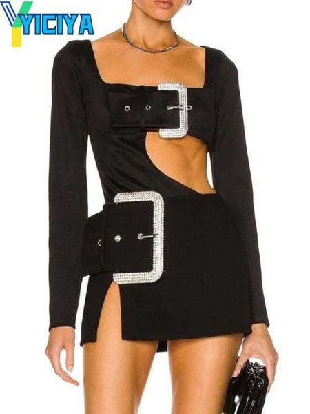 yiciya dress autumn long sleeve square collar diamonds buckle belt hollow out waist black bodysuits short skirt two piece set female clothin, White
yiciya dress autumn long sleeve square collar diamonds buckle belt hollow out waist black bodysuits short skirt two piece set female clothin, White