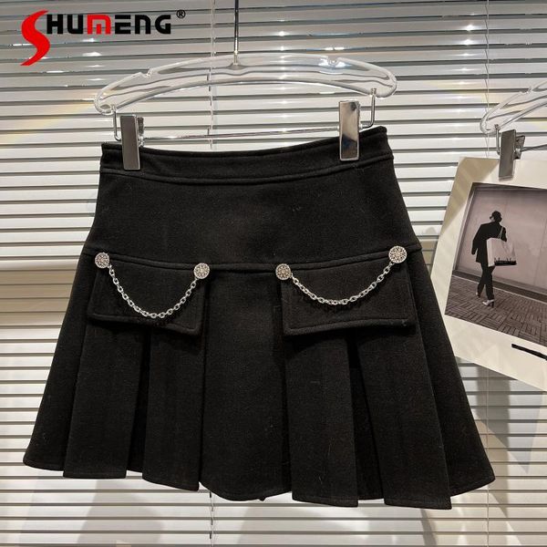 dresses 2021 winter new versatile chain decoration slimfit pleated skirt women fashion solid color wool aline short skirt female, White;black
dresses 2021 winter new versatile chain decoration slimfit pleated skirt women fashion solid color wool aline short skirt female, White;black
