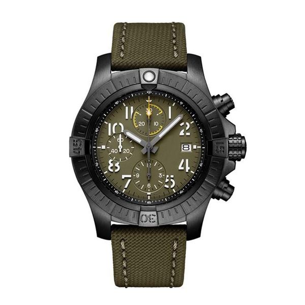 46mm male wristwatch men quartz chronograph watch black green canvas rubber strap sapphire crystal waterproof285y, Slivery;brown
46mm male wristwatch men quartz chronograph watch black green canvas rubber strap sapphire crystal waterproof285y, Slivery;brown