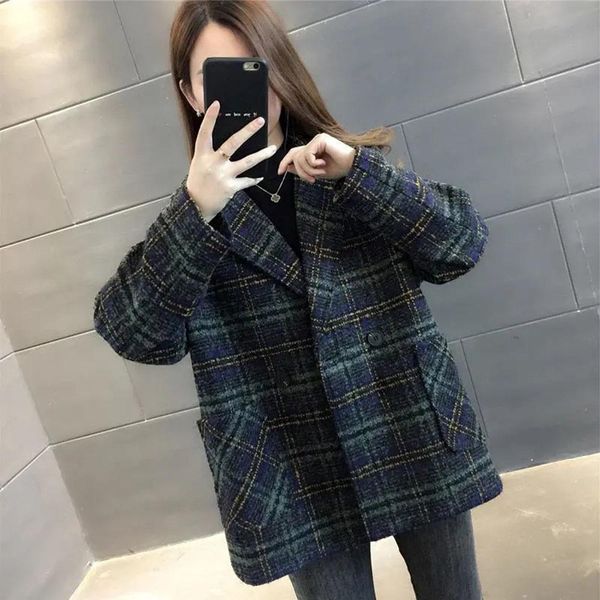 fur autumn winter korean overcoat women vintage lattice woolen loose fashion coats female double breasted turndown collar overcoat, Black
fur autumn winter korean overcoat women vintage lattice woolen loose fashion coats female double breasted turndown collar overcoat, Black