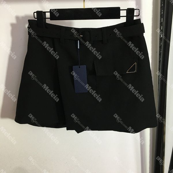 a line skirts women fashion summer shorts triangle badge designer skirts lady travel shorts with belt, Black
a line skirts women fashion summer shorts triangle badge designer skirts lady travel shorts with belt, Black