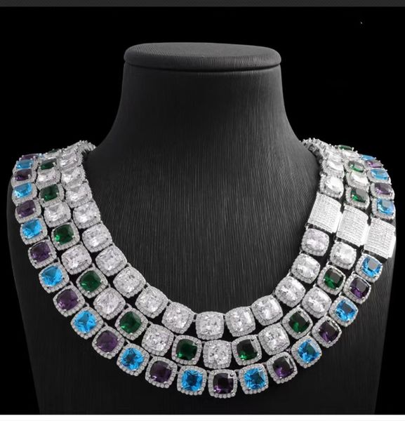 guangzhou new colorful square ice candy chain 12mm full set 3a zircon necklace european hip hop cuban necklace, Silver
guangzhou new colorful square ice candy chain 12mm full set 3a zircon necklace european hip hop cuban necklace, Silver