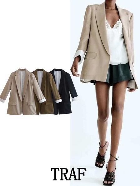 pants traf 2022 women blazer jacket fashion solid linen casual blazers coat vintage long sleeve female outerwear chic, White
pants traf 2022 women blazer jacket fashion solid linen casual blazers coat vintage long sleeve female outerwear chic, White