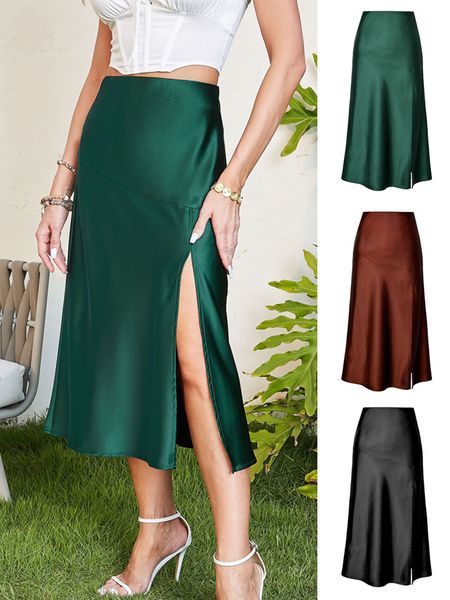 skirts 2023 women split summer fashion soft satin skirt women's high waist aline skirts female 230420, Black
skirts 2023 women split summer fashion soft satin skirt women's high waist aline skirts female 230420, Black