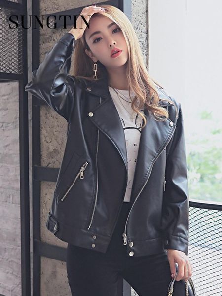 jackets sungtin spring autumn pu leather jacket women loose coat ladies casual brand new zipper motorcycle biker jacket outerwear female, Black;brown
jackets sungtin spring autumn pu leather jacket women loose coat ladies casual brand new zipper motorcycle biker jacket outerwear female, Black;brown