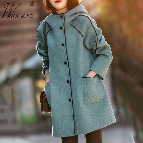 fur korean fashion hooded wool blend coat women autumn loose woolen jackets singlebreasted casual overcoat mom midlength outwear, Black
fur korean fashion hooded wool blend coat women autumn loose woolen jackets singlebreasted casual overcoat mom midlength outwear, Black