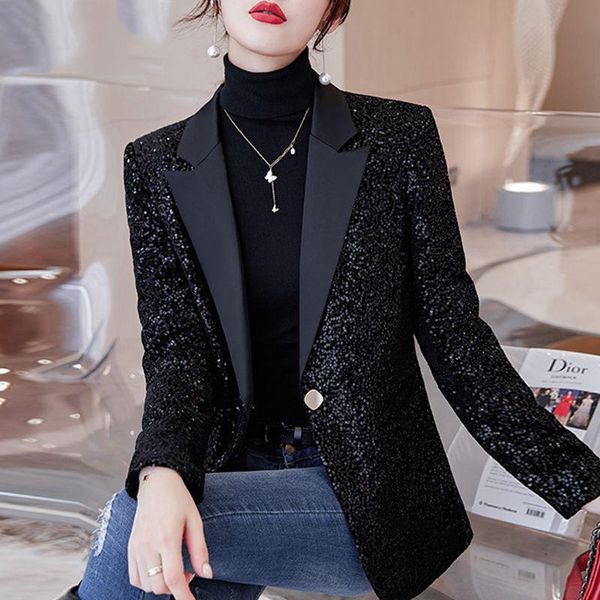 pants spring women sequined small blazer feminino shining pockets long sleeve outerwear vintage female casual office lady work, White
pants spring women sequined small blazer feminino shining pockets long sleeve outerwear vintage female casual office lady work, White