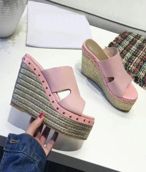 summer thick soled slippers designers hemp rope womens sandals genuine leather 10cm slope heel brown solid shoe women shoes slippe9443971, Black
summer thick soled slippers designers hemp rope womens sandals genuine leather 10cm slope heel brown solid shoe women shoes slippe9443971, Black