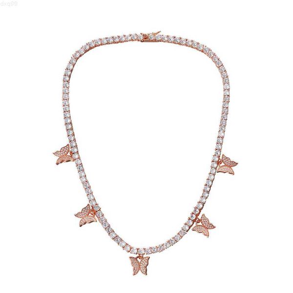 2022 new design hip hop jewelry rose gold plated iced out shiny diamonds butterfly necklace tennis chain women, Silver
2022 new design hip hop jewelry rose gold plated iced out shiny diamonds butterfly necklace tennis chain women, Silver
