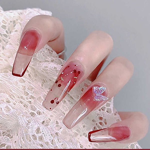 false nails unha longa arte morango vermelho cereja tridimensional arco vestindo unhas falsas produtos reutilizveis adesivo falso suprimento, Red;gold
false nails unha longa arte morango vermelho cereja tridimensional arco vestindo unhas falsas produtos reutilizveis adesivo falso suprimento, Red;gold