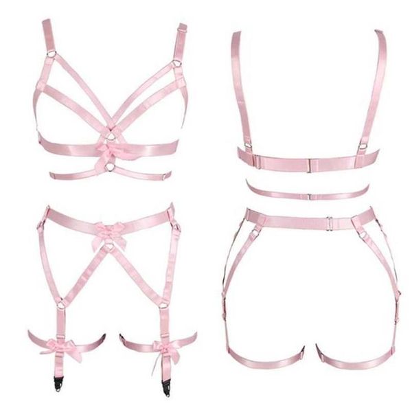 women pink bow full body harness bra elastic plus size cupless bra hollow out strappy garter belt punk gothic lingerie set s0224d, Red;black
women pink bow full body harness bra elastic plus size cupless bra hollow out strappy garter belt punk gothic lingerie set s0224d, Red;black