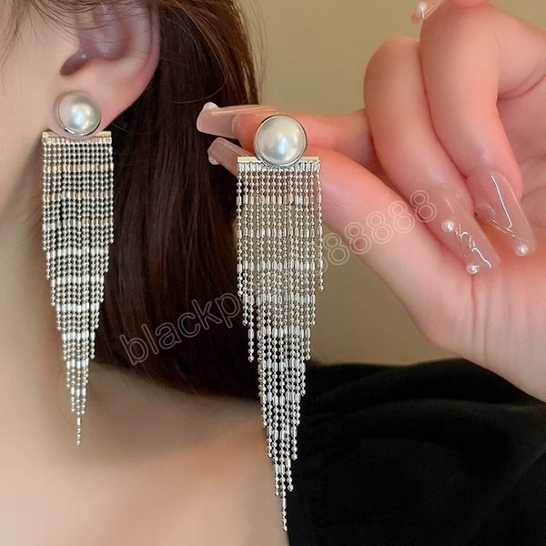 pearl tassel dangle earrings for women korean design light luxury style elegant drop earrings high-end jewelry, Silver
pearl tassel dangle earrings for women korean design light luxury style elegant drop earrings high-end jewelry, Silver