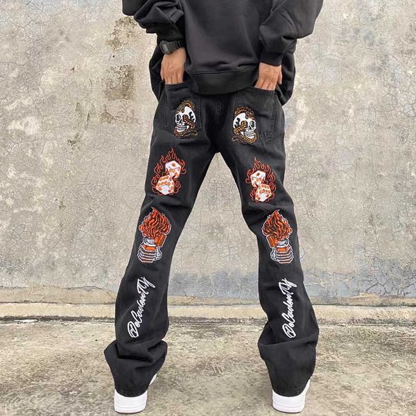 men's jeans high street letter embroidered fried street pants hip hop retro loose mens denim trousers straight streetwear casual jeans, Blue
men's jeans high street letter embroidered fried street pants hip hop retro loose mens denim trousers straight streetwear casual jeans, Blue