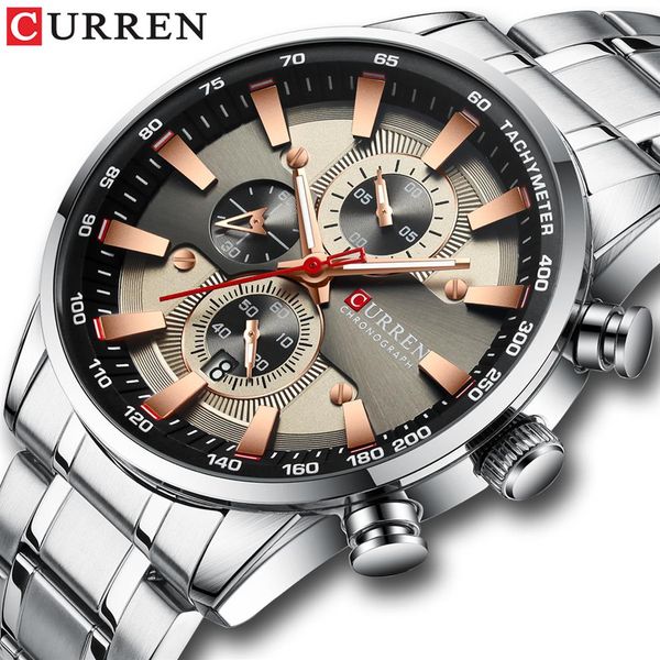 curren watch men's wristwatch with stainless steel band fashion quartz clock chronograph luminous pointers unique sports watc281g, Slivery;brown
curren watch men's wristwatch with stainless steel band fashion quartz clock chronograph luminous pointers unique sports watc281g, Slivery;brown