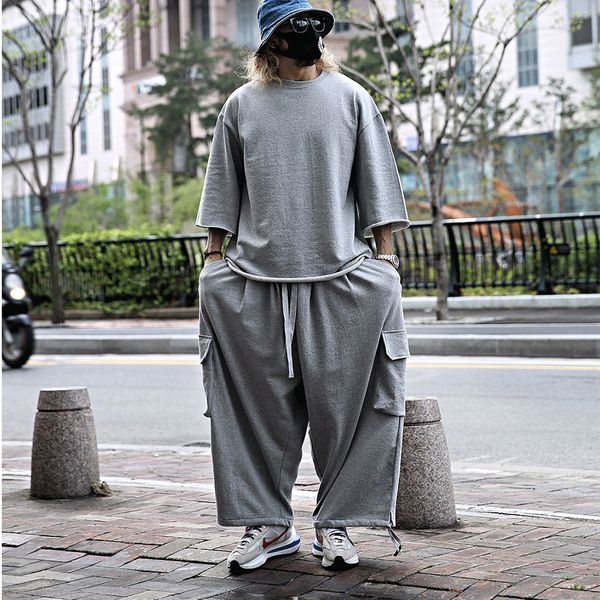 men's tracksuits loose large size casual suit solid color high street trend wide leg pants round neck tshirt 230419, Gray
men's tracksuits loose large size casual suit solid color high street trend wide leg pants round neck tshirt 230419, Gray
