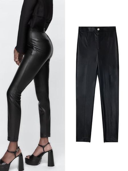 leggings traf women fashion pu leather leggings 2022 booty lifting pants autumn elastic waist female slim streetwear pu trousers, Black
leggings traf women fashion pu leather leggings 2022 booty lifting pants autumn elastic waist female slim streetwear pu trousers, Black