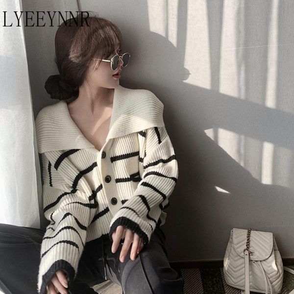 sweaters lyeeynnr turn down collar striped cardigan women contrast color single breasted long sleeve knit korean fashion sweater, White;black
sweaters lyeeynnr turn down collar striped cardigan women contrast color single breasted long sleeve knit korean fashion sweater, White;black