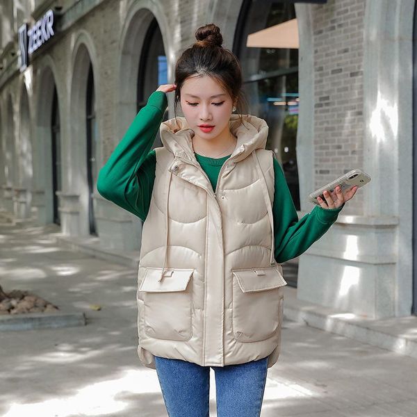 vests 2022 fashion down cotton hooded vest women's outer wear autumn and winter new sleeveless waistcoat outer wear vest fashion vest, Black;white
vests 2022 fashion down cotton hooded vest women's outer wear autumn and winter new sleeveless waistcoat outer wear vest fashion vest, Black;white