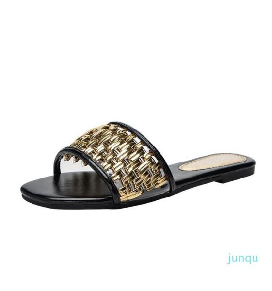 elegant women slippers golden pu leather woven sandals flats mules plus size 42 beach slide fashion flip flops zapatos de mujer8127010, Black
elegant women slippers golden pu leather woven sandals flats mules plus size 42 beach slide fashion flip flops zapatos de mujer8127010, Black