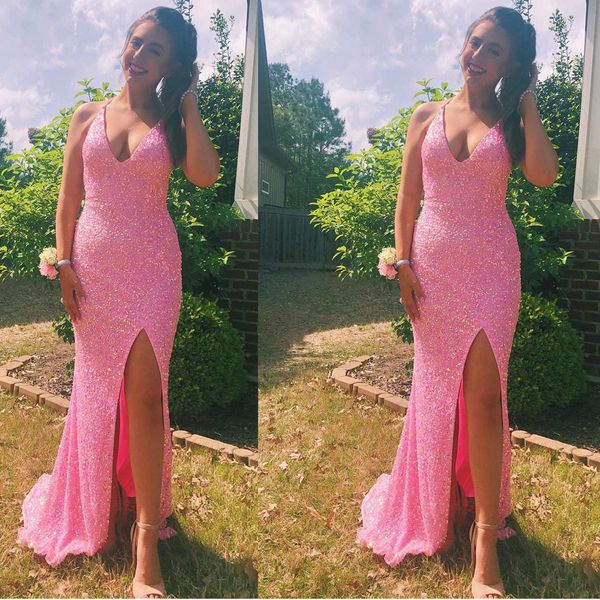 spaghetti strap sequin prom dresses side split mermaid graduation party gown criss cross straps robe de soiree for women, Black
spaghetti strap sequin prom dresses side split mermaid graduation party gown criss cross straps robe de soiree for women, Black