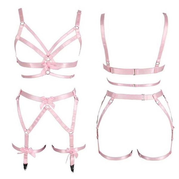 women pink bow full body harness bra elastic plus size cupless bra hollow out strappy garter belt punk gothic lingerie set s0208n, Red;black
women pink bow full body harness bra elastic plus size cupless bra hollow out strappy garter belt punk gothic lingerie set s0208n, Red;black