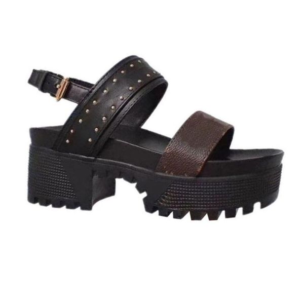 women designer sandals platform rivets shoes glazed calf brown patent casual sandal thick soles high heels size 3440 with bo5237661, Black
women designer sandals platform rivets shoes glazed calf brown patent casual sandal thick soles high heels size 3440 with bo5237661, Black