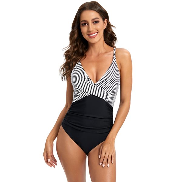 one piece swimsuit women 2023 new v neck vertical stripe splicing black bikini beach bathing suits monokini swimming suits beachwear, White;black
one piece swimsuit women 2023 new v neck vertical stripe splicing black bikini beach bathing suits monokini swimming suits beachwear, White;black