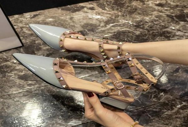 women summer rivets dress shoes patent leather double belt buckle middle heel sandals chunky heel fashion lady pointed toes w6597900, Black
women summer rivets dress shoes patent leather double belt buckle middle heel sandals chunky heel fashion lady pointed toes w6597900, Black