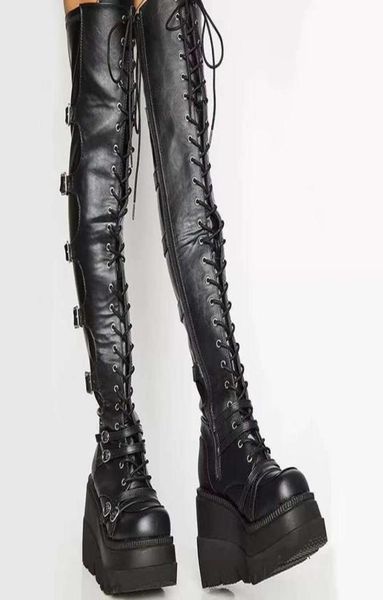 brand design female high platform thigh high boots fashion buckle punk heels boots women cosplay wedges shoes woman7428015, Black
brand design female high platform thigh high boots fashion buckle punk heels boots women cosplay wedges shoes woman7428015, Black