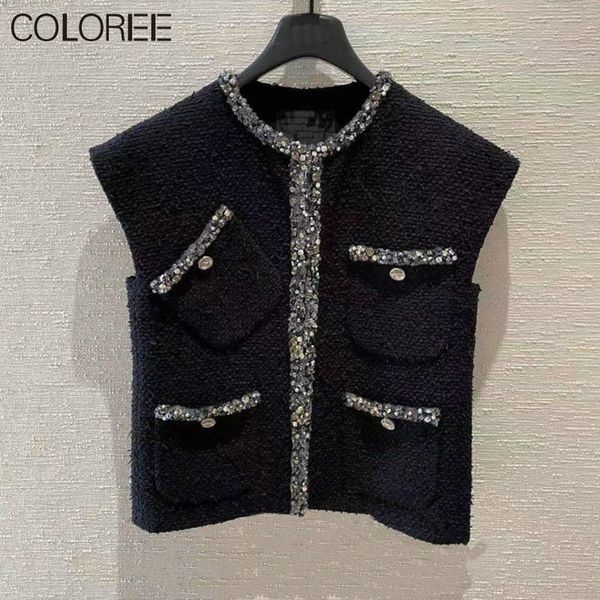vests luxury designer clothes for women 2022 autumn winter vintage oneck sleeveless jaqueta feminina black tweed vests streetwear, Black;white
vests luxury designer clothes for women 2022 autumn winter vintage oneck sleeveless jaqueta feminina black tweed vests streetwear, Black;white