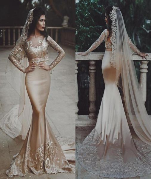 champagne two pieces mermaid wedding dresses beaded scoop neck appliqued beach bridal gowns long sleeves plus size satin vestido d3439234, White
champagne two pieces mermaid wedding dresses beaded scoop neck appliqued beach bridal gowns long sleeves plus size satin vestido d3439234, White