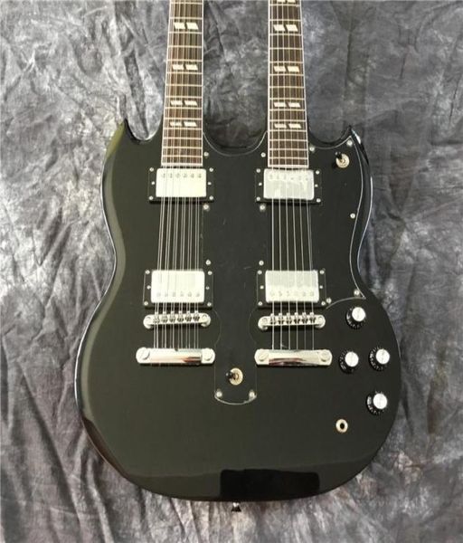 whole doubleheaded black electric guitar rosewood fingerboard good sound quality silver pieces 12 string and 6 string3473342
whole doubleheaded black electric guitar rosewood fingerboard good sound quality silver pieces 12 string and 6 string3473342