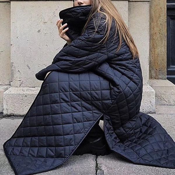 leather women quilted argyle silhouette parkas jacket hem slit long sleeve turndown collar lady loose midi coat, Black
leather women quilted argyle silhouette parkas jacket hem slit long sleeve turndown collar lady loose midi coat, Black