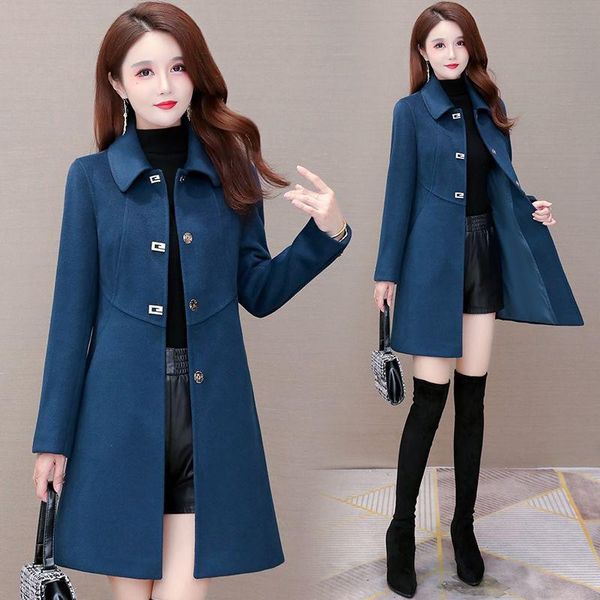 fur midlength women's woolen coat korean 2022new autumn winter elegant slim mid long wool outerwear female casual jackets r787, Black
fur midlength women's woolen coat korean 2022new autumn winter elegant slim mid long wool outerwear female casual jackets r787, Black