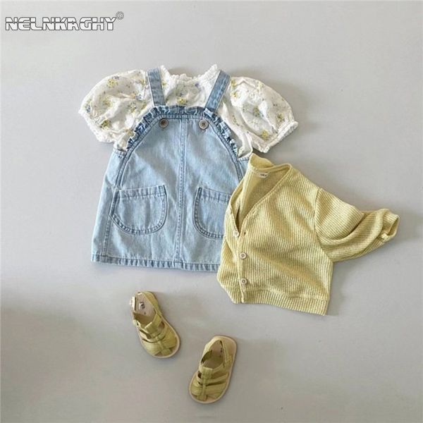 clothing sets girls summer short sleeve floral ruched tees solid color denim strap dresses kids baby pure cotton clothes 230420, White
clothing sets girls summer short sleeve floral ruched tees solid color denim strap dresses kids baby pure cotton clothes 230420, White