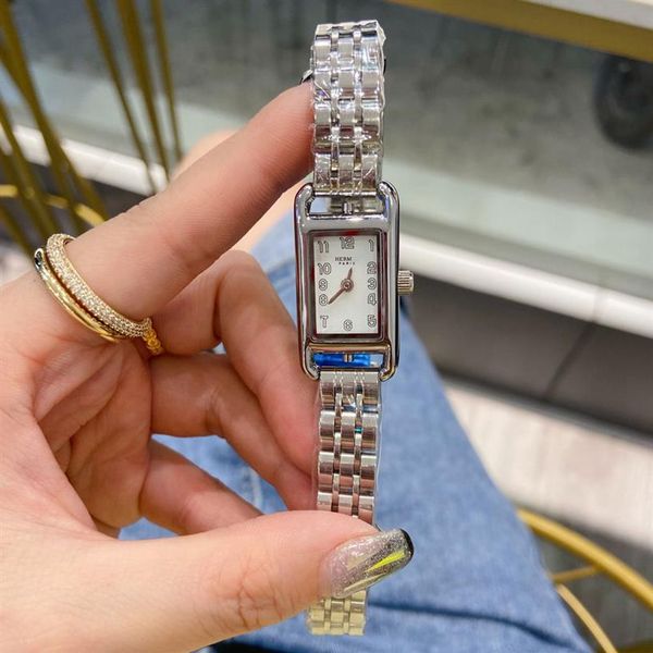 brand watches women girl rectangle dial style steel matel band wrist watch he10280z, Slivery;brown
brand watches women girl rectangle dial style steel matel band wrist watch he10280z, Slivery;brown