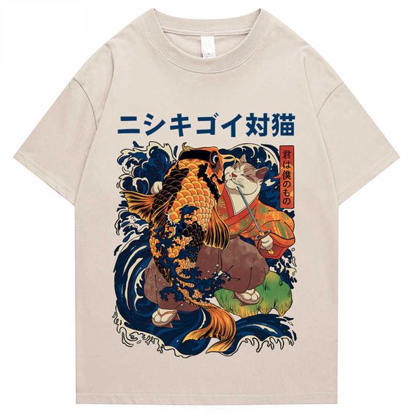 men's t-shirts hip hop street style harajuku t-shirt cat eat fish print t-shirt 2022 men's summer short sleeve t-shirt cotton loos, White;black
men's t-shirts hip hop street style harajuku t-shirt cat eat fish print t-shirt 2022 men's summer short sleeve t-shirt cotton loos, White;black