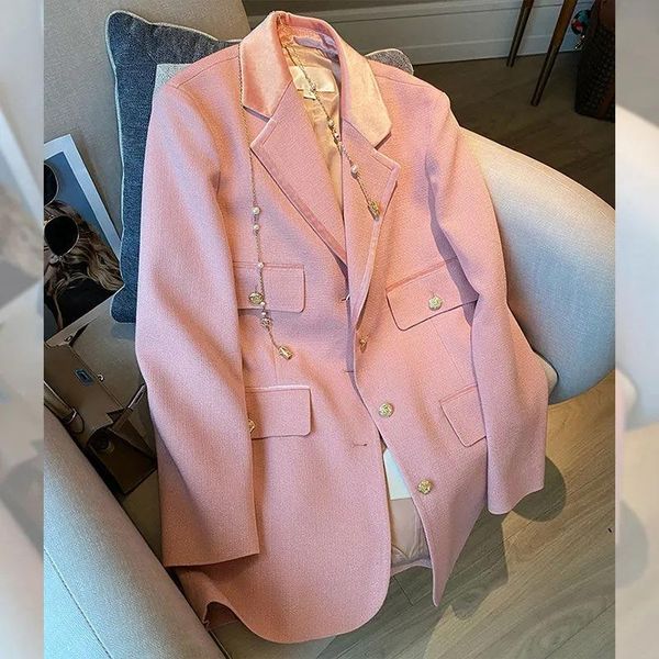pants autumn spring heavy industry pink fragrance suit women's midlength stitching trendy blazer, White
pants autumn spring heavy industry pink fragrance suit women's midlength stitching trendy blazer, White