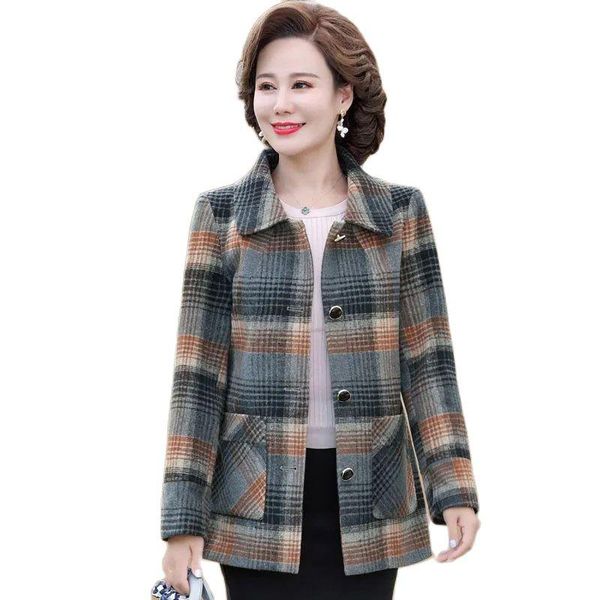 fur new 2022 women's wool coats casual spring autumn outerwear blended woolen plaid jacket middleaged elderly mother coat 5xl, Black
fur new 2022 women's wool coats casual spring autumn outerwear blended woolen plaid jacket middleaged elderly mother coat 5xl, Black