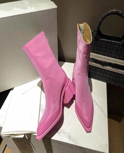 genuine leather pink high heel shoes women boots zip chunky boot woman shoe pointed toe black white botas winter6018015
genuine leather pink high heel shoes women boots zip chunky boot woman shoe pointed toe black white botas winter6018015