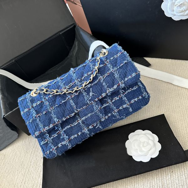 tz ss23 classic cf flap handbag gold metal hardware chain shoulder crossbody bag blue soft tweed denim square small messenger bag clutch tot
tz ss23 classic cf flap handbag gold metal hardware chain shoulder crossbody bag blue soft tweed denim square small messenger bag clutch tot