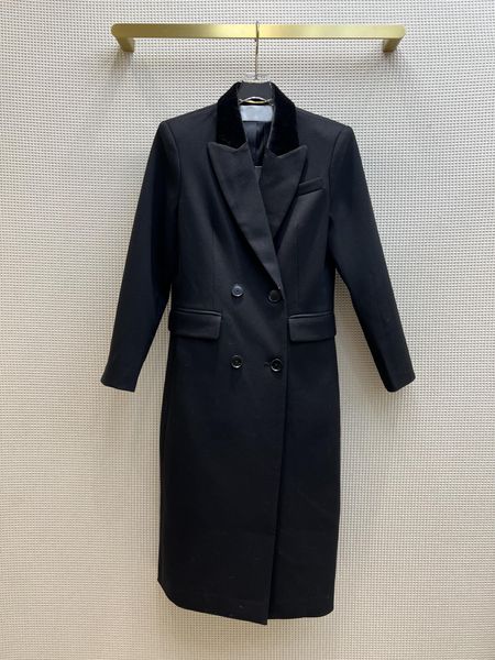 pants autumn and winter new doublebreasted wool suit long coat, White
